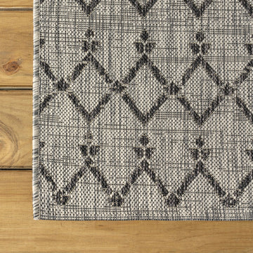 Ourika Moroccan Geometric Textured Weave Indoor/outdoor Square Rug